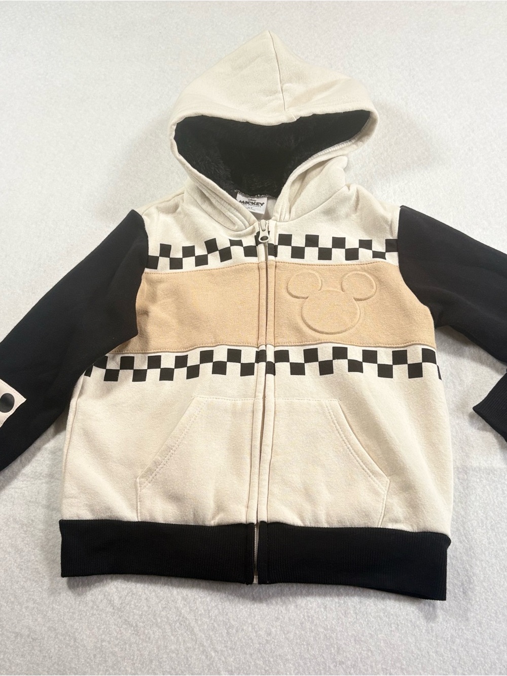 Disney Kids Hooded Zip-Up Sweatshirt - Black, Cream & Tan